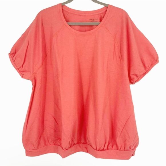 Lane Bryant French Terry Crewneck Sweatshirt Tee Coral Pink  Size 14/16 NWT - Picture 4 of 7